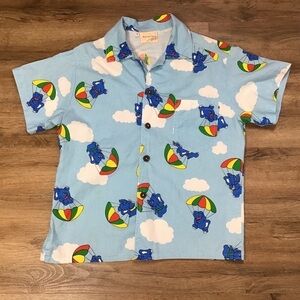 Vtg Ocean Front Shirt Men’s Size Small Elephant Parachute Print Buttons Blue